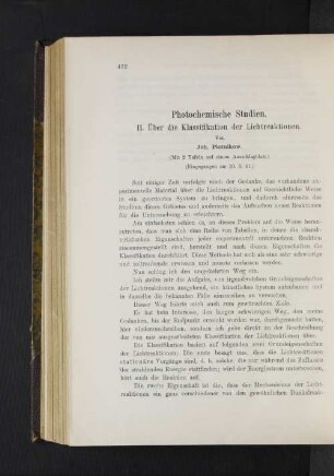 Photochemische Studien. II. Über die Klassifikation der Lichtreaktionen.