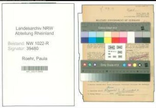 Entnazifizierung Paula Roehr , geb. 08.09.1896 ()