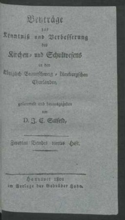 Zweyten Bandes viertes Heft