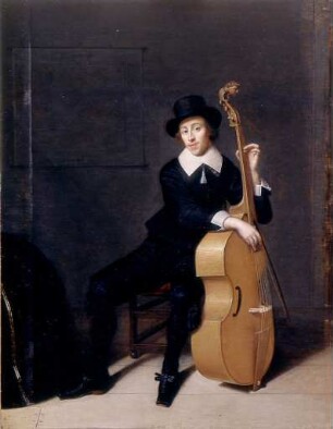 Bildnis eines sitzenden Musikers mit seiner Viola da Gamba