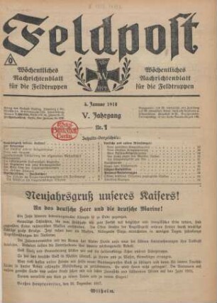 5.1918: Feldpost
