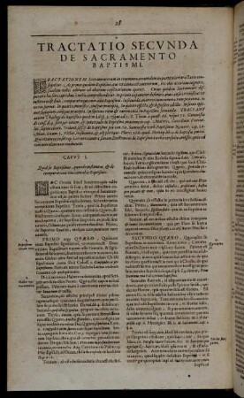 Tractatio Secunda De Sacramentis Baptismi.