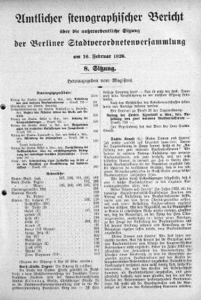 Sitzung 8, 16. Februar 1926