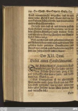 Der XII. Titul. Gebet eines Handelsmanns.