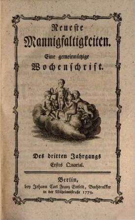 Neueste Mannigfaltigkeiten : eine gemeinnützige Wochenschrift, 3. 1779/80