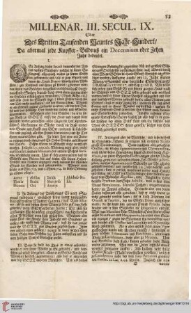 Millenar. III. Secul. IX.