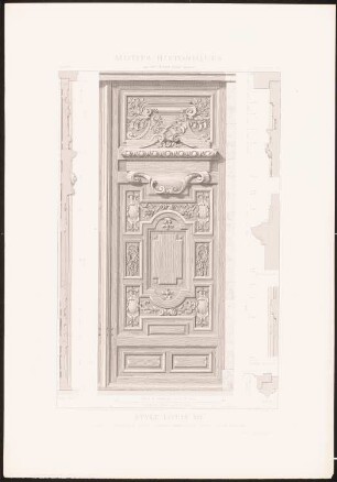 Eglise St. Gervais, Paris: Ansicht Portal, Fassadenschnitte vertikal (aus: Motifs historiques d´architecture et de sculpture d´ornement, hrsg.v. César Daly, Bd.1, 1870)