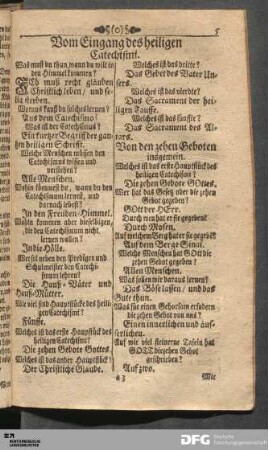 Vom Eingang des heiligen Catechismi.