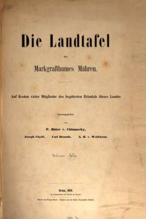 Die Landtafel des Markgrafthumes Mähren. III, Text der Brünner Cuda