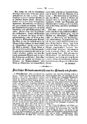 Brieflicher Gedankenaustausch aus der Heimath und Fremde