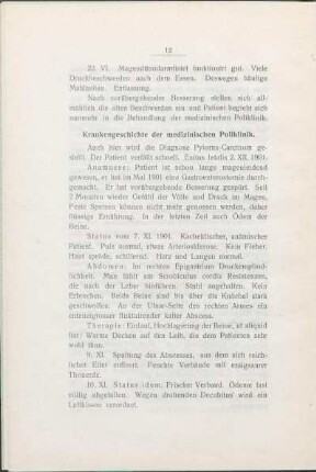 Krankengeschichte der medizinischen Poliklinik.
