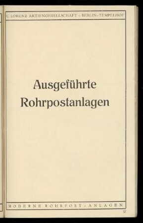Ausgeführte Rohrpostanlagen