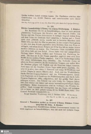Nr. 266. Blücher benachrichtigt L'Estocq von seinem Elbübergang. 3. Oktober