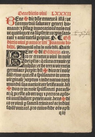 Benedictio vini pro amore sancti Joannis bibendi.