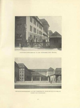 Gemeinde-Doppelschule an der Greifenhagener Strasse ; Gemeinde-Doppelschule an der Pankstrasse, Ecke der Wiesenstrasse. Fassade in der Wiesenstrasse