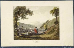 Aussicht von der "Carlsruhe" auf Bad Schandau und das Elbtal mit dem Lilienstein in der Sächsischen Schweiz