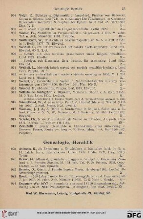 Genealogie. Heraldik (Nr. 920-931)