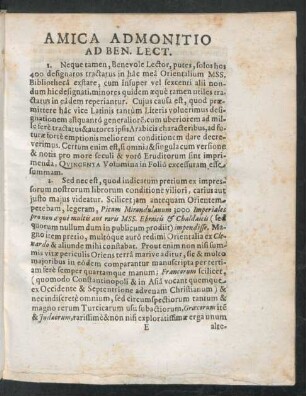 Amica Admonitio Ad Ben. Lect.