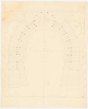 Königliche Oper (auch: Staatsoper unter den Linden, Lindenoper), Berlin Umbau: Grundriss Logen mit Balkenlage eines Ranges