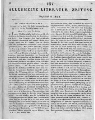 Hoffmann, E.: Die Lehre von den Servituten nach Römischem Rechte. Eine civilistische Abhandlung. Bd. 1. Darmstadt: Heil 1838 (Beschluss von Nr. 156)