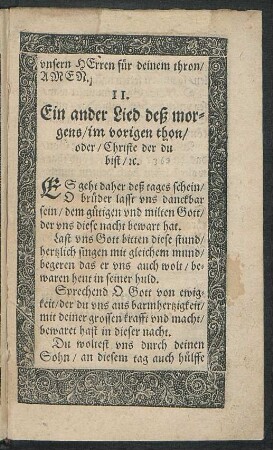 II. Ein ander Lied deß morgens ...