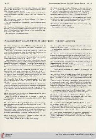 IV. Kunstwissenschaft: Methode. Geschichte. Theorie. Ästhetik