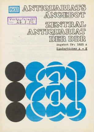 Nr. 1825 A: Kinderbücher A-K