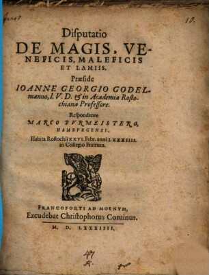 Disp. de magis, veneficis, maleficis et lamiis