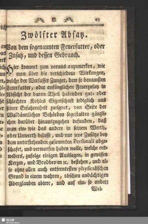 Zwölfter Absatz. Von dem sogenannten Feuerfutter, oder Zusatz, und dessen Gebrauch