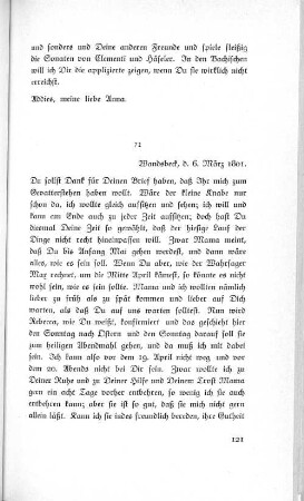 72 Wandsbeck, d. 6. März 1801.