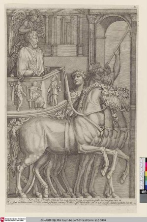 [L'empereur Marc-Aurèle entrant en triomphe dans le capitol; Marcus Aurelius Entering the Capitol in Triumph; Trionfo di Marco Aurelio; Marc Aurel als Triumphator auf dem Viergespann]