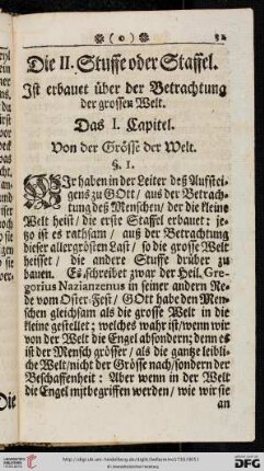 Die II. Stuffe oder Staffel ist erbauet ueber der Betrachtung der grossen Welt