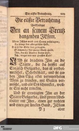 Die eilffte Betrachtung Verkündiget Den an seinem Creutz hangenden JEsum.