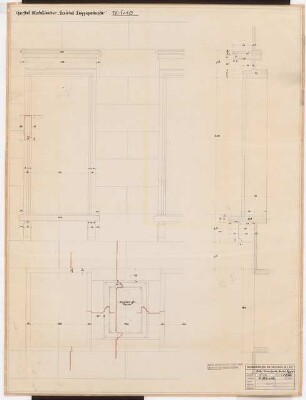 Reichsluftfahrtministerium, Berlin: Schnitt/Ansicht Fassade V1 (Modellfenster, Relief-Bosse) 1:10