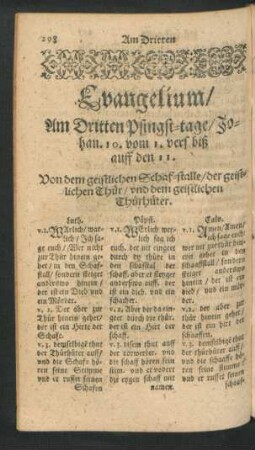 Evangelium/ Am Dritten Pfingst-tage