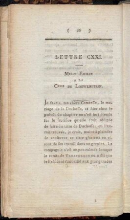 Lettre CXXI. - Lettre CXXV.