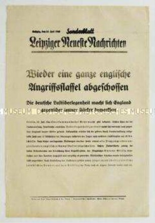 Sonderblatt der "Leipziger Neuesten Nachrichten" zum Luftkrieg gegen Großbritannien