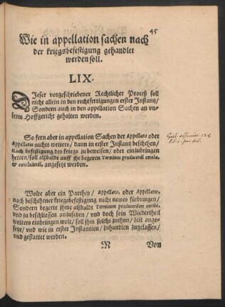 Wie in appellation sachen nach der kriegsbefestigung gehandlet werden soll. LIX.