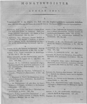 Monatsregister August