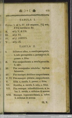 [Tabula I - Tabula V]