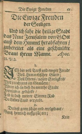 Die Ewige Freuden der Seeligen.