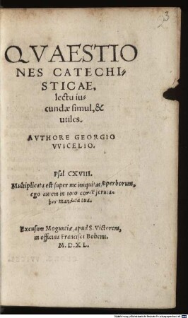 Qvaestiones Catechisticae : lectu iucundae simul, & utiles