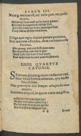 Liber Quartus Catonis.