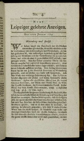 No. 4. Den 12ten Januar 1789.