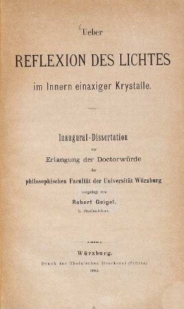 Ueber Reflexion des Lichtes im Innern einaxiger Krystalle