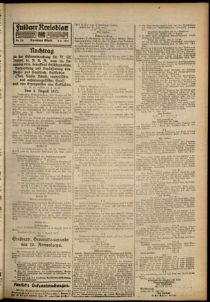 Zweite Ausgabe vom Samstag, den 04. August 1917.