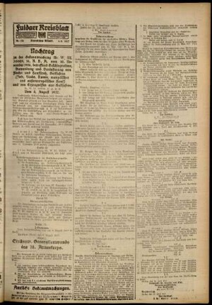 Zweite Ausgabe vom Samstag, den 04. August 1917.