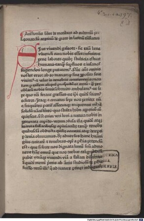 Isagoge in Aristotelis librum De moribus ad Eudemum : gewidmet Galeotto Ricasoli