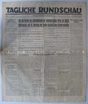 Sowjetische Tageszeitung für die deutsche Bevölkerung "Tägliche Rundschau" u.a. zur Erinnerung an die Oktoberrevolution 1917