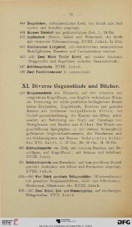 XI. Diverse Gegenstände und Bücher (Nr. 449-493)